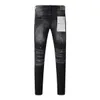 Designer Mens Jeans Marque de luxe Purple Man Purple Brand jeans avec peinture américaine high street en détresse 9027