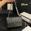 10A Sac de créateur Qualité miroir Jum-bo-bags Sac à double rabat Luxe 30cm Cuir véritable Caviar Lambskin Classic Purse Sac à main matelassé 240215