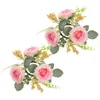 Decorative Flowers 2Pcs Ring Wreath Tea Light Valentine's Day Wedding Table Centerpiece