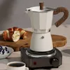 PARACITY 150ML300ML Wooden Handle Italian Moka Coffee Maker Cafe Accessories Maker Kettle Latte Stoves White Coffee Pot 240226