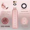 Water Bottles 1L For Girls Frosted Motivational Bottle With Time Marker Leakproof Outdoor Fitness Sport Drinking