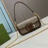 Chain Crossbody Bag Handväskor Vintage Shoulder Bags Gold Hardware Classic Letter Canvas Leather Clutch Purse Flap HASP CEMBER TELEFON P220T