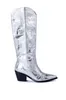 Botas Moda Rhinestones Pink Crystal Rodilla Tacones altos Tacones de mujer Blingbling Costura Punta puntiaguda Etapa larga