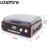 Turntables Looptone Bluetooth Stereo Phono Turntable Vinyl -LP Record Player с AMFM Radio USB/SD Aux Cassette Mp3 Рекордер