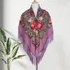 Eşarplar Kare Şal Retro Floral Eşarp Vintage Baskı Püskül Sonbahar Kış Düğün Partisi Etnik Stil