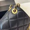 Moda bolsa de ombro senhoras designer de luxo 23k saco lichia padrão bulboso saco de couro hardware corrente aba saco camélia logotipo bolsa crossbody satchel saco cosmético