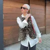 Kvinnors västar leopard tryck båge väst 2024 våren lös v-hals snörning upp ärmlös maistcoat retro chic lady office high street jacka ck6a