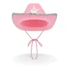 Berretti Cappello da cowgirl rosa per cowboy adulto con finiture in paillettes e stringhe regolabili