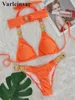 Costumi da bagno da donna Bikini con strass con diamanti Costume da bagno femminile Costumi da bagno donna Costumi da bagno a due pezzi Bikini con fasce per capelli Costume da bagno da bagno Swim V3047G T240227