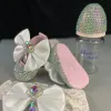 Utomhus dollbling lyxig babyflaskor och skor pannbandsset Keepsakes diamant tutu outfit röd botten liten flicka dop skor