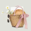 Totes New large capacity woven bag bow knot beach straw trend with handbag Crossbody 230406H24227