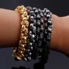 KALEN Punk Skull Pulseras Hombres Acero inoxidable Brillante Mate Cráneo Charm Link Chain Brecelets Joyería gótica masculina 240219