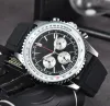 ساعات المعصم للرجال Brei New Mens Watches 48mm قطرها جميع العمل الاتصال الهاتفي Quartz Watch Navitimer 1884 Top Designer Brand Chronograph Clock Belt Belt R03