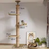 Justerbart Cat Tree House Tower Floor Floor to Tak Kitten Multi-nivå Condo med Scratching Post Hammock Pet Cat Climbing Tower 240220