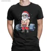 Męskie koszulki fitness świąteczny prezent świąteczny Święty Święty Santa Vintage Tees krótki rękaw Martwszy gimnastyka siłownia