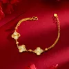 Gioielli di design Bracciale di lusso Catena a maglie Vanca Design Sense Golden Five Flowers Lucky Grass Gioielli in oro Bracciale in oro a quattro foglie con erba femminile