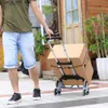 Shopping Carts 150KG all terrain staircase climbing cart with bungee cord folding handcart used for upper level cargo with 6 crystal wheels Q240227