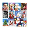 Décorations de Noël 54 styles diamant peinture kits de Noël pour Adts 5D Santa Claus diamants broderie maison de neige paysage Mosai Dhatv