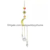 Objets décoratifs Figurines Carillon à vent en cristal décoratif Lune Attrape-soleil Prismes en diamant Pendentif Rêve Arc-en-ciel Chaser Suspendu Goutte Dhus2