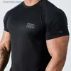 Homens camisetas Verão Muscle Undershirt Fitness Tee Roupas Mens Running Training Sports Manga Curta T-shirt Ginásio Casual Algodão Stretch Tops T240227