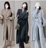 Autumn Winter Women Sticked Three Piece Set Cardigan Sweater Single Breasted Vest Tops and Wide Leg Pants Fashion Elegant 240227