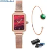 1 Set Armband Watch äkta rostfritt stål Rem Grön Malachite Japan Quartz Lady Full Steel Rose Gold Women Watches