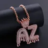 Uiwn Nazwa Naszyjka Mężczyźni Dostosuj kroplową koronę Intial Letter Wiselant Kolor Rose Gold Commission Gift Biżuteria Cuban Linia Chain Q1114257J