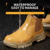 Botas de segurança à prova dwaterproof água wrok botas para homens biqueira de aço leve indestrutível indústria chelsea botas à prova de punctura calçado