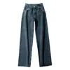 Damesjeans Hoge taille Wijde pijpen Broek met knoopzakken Rechte broek Sport All-Math Effen voor dames