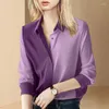 Женские блузки, осень-весна 2024, женские топы, модная фиолетовая блузка во французском стиле, офисная женская облегающая рубашка, одежда Blusas 23260