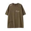 アメリカンストリートファッションパッチ洗浄されたレトロルーズパーソナリティ快適なショートリーブプリントトレンディブランドTシャツ