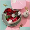 装飾的な花の花輪バレンタインデイソープフラワーハート型のローズフラワーとボックスブーケウェディングデコレーションギフトフェスティバルDRO DHGPE