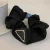 2023 cute girl hair tie fabric triangular big satin designer scrunchie nylons yarn enamel extra large alloy green black multicolor rubber band hair strong ZB055 B4