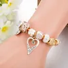 Charm Bracelets ANNAPAER Heart Charms Bracelet Bangle Pulseras Mujer For Women Crystal Beads Jewelry Valentine's Day Gift B19041