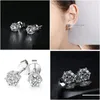 Stud Fashion Classic Shining Crystal Earrings Sier CZ Zircon Bling Diamond Earings Earring Ear Rings smycken för kvinnor Drop Delivery Dhqhj