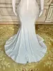 Casual Dresses Sparkly Rhinestones White Mermaid Dress With Gloves For Women Elegant Birthday Celebrate Wedding Evening Prom