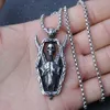 Mannen gegoten schapen hoofd schedel hanger ketting gepersonaliseerde antiek zilver kleur fotolijst Ox titanium roestvrijstalen ketting punk rock gothic sieraden groothandel