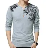 5A herr-t-shirts 2023 Spring Autumn Cotton Men T-shirt V-Neck Casual Long Sleeve T-shirt för plus-storlek M-5XL