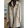 Chaquetas de mujer Tweed Coat Mujeres Elegante Primavera Coreano Recto Suelto Chaqueta de doble botonadura Moda Herringbone Turn Down Collar Femenino