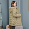 Casacos de Trench das Mulheres Mulheres Jaqueta de Inverno Casaco Longo 2024 Casual Com Capuz Parka Algodão Acolchoado Feminino Parkas Quente Outwear Snow Wear Overcoat