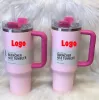 DHL Winter Cosmo Pink Red Holiday Target With 1:1 Logo H2.0 40oz Stainless Steel Tumblers Cups with Silicone handle Lid And Straw Travel Car mugs Water Bottles G227