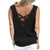 2024 Spring/Summer New Women's Fashion Deep V-ringad ärmlös t-shirt stickad tröja med rutig design, reversibel och snygg topp