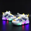 Zapatillas de deporte talla 2130, zapatillas brillantes a la moda, zapatos iluminados para niños, zapatillas luminosas de malla para bebés, zapatos para niños, zapatillas antideslizantes para niñas