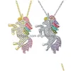 Naszyjniki wiszące Diamentowe wisiorki naszyjniki luksusowe biżuteria kobiety naszyjnik kryształowy dhinestone horse zwierzęce urok z l dh7ep