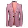 Herenpakken 2024 Lente Eenvoudige Plaid Pak/Man Slim Fit Bruidegom Trouwen Jurk Blazers/Man casual Jas