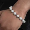 Chaîne de Moissanite VVS, Bracelets de perles en argent Sterling 925, boule de lune blanche, collier Disco