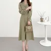 Casual Dresses Formal Occasion Female 2024 Clothing Midi Women's Dress Green Outfits Aesthetic Fashion In Luxury Cotton Harajuku X