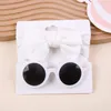 Hair Accessories 2Pcs/Set Knitted Elastic Striped Bow Tie Band Sunglasses For Kids Girls Vintage Glasses Headwear Gifts