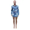 Women Tracksuits Two Pieces Set Designer 2024 New Denim Jacket Fashion Elastic Skirt Suit