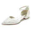 Dress Shoes Minishion Girls Womens Formal Flats For Wedding Ankle Strap Crystals Beaded Party JY287